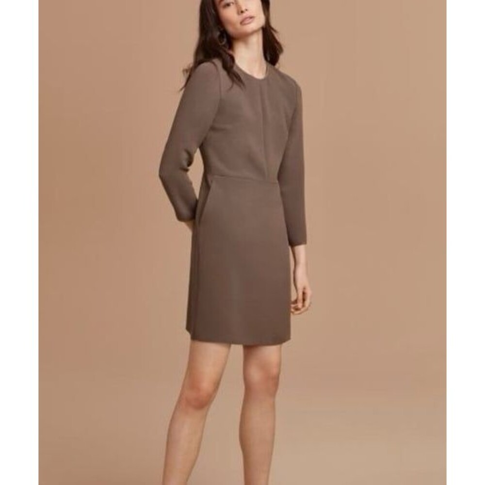 Wilfred Aritzia Taupe Long Sleeve Sheath Mini Dress Womens Size 0